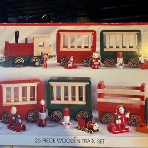 International Christmas International Silver Company Wooden Train Set